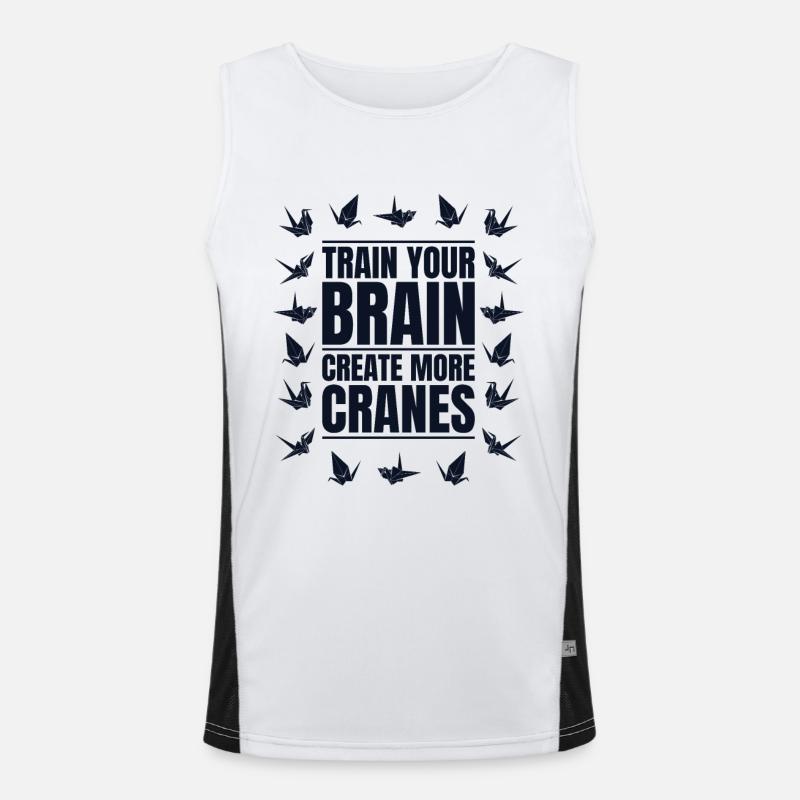 Train Your Brain Create More Cranes Folding Owl Men's Functional Contrast Tank Top 