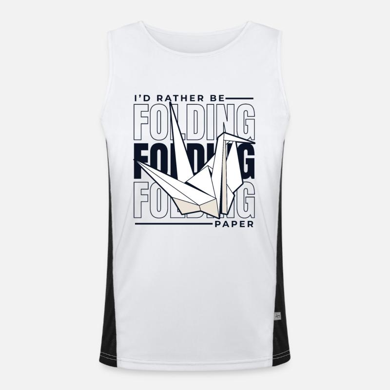 I'd Rather Be Folding Paper Paper Crane Folding Men's Functional Contrast Tank Top 