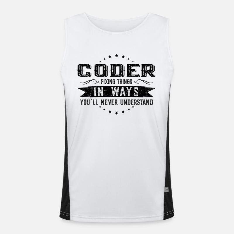 Programmierer Kollegen Geschenk Beruf Spruch - Funktionelles Kontrast-Tank Top für Männer - Weiß/Schwarz