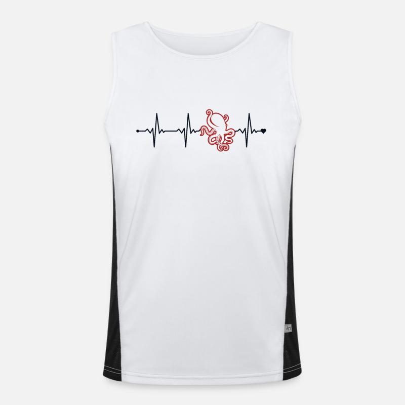 Octopus Heartbeat Cephalopoda Octopodes Octopoda Men's Functional Contrast Tank Top 