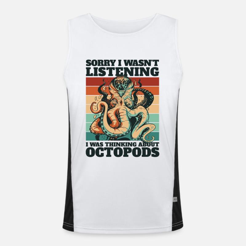 Was Thinking About Octopods Octopodes Octopoda Men's Functional Contrast Tank Top 