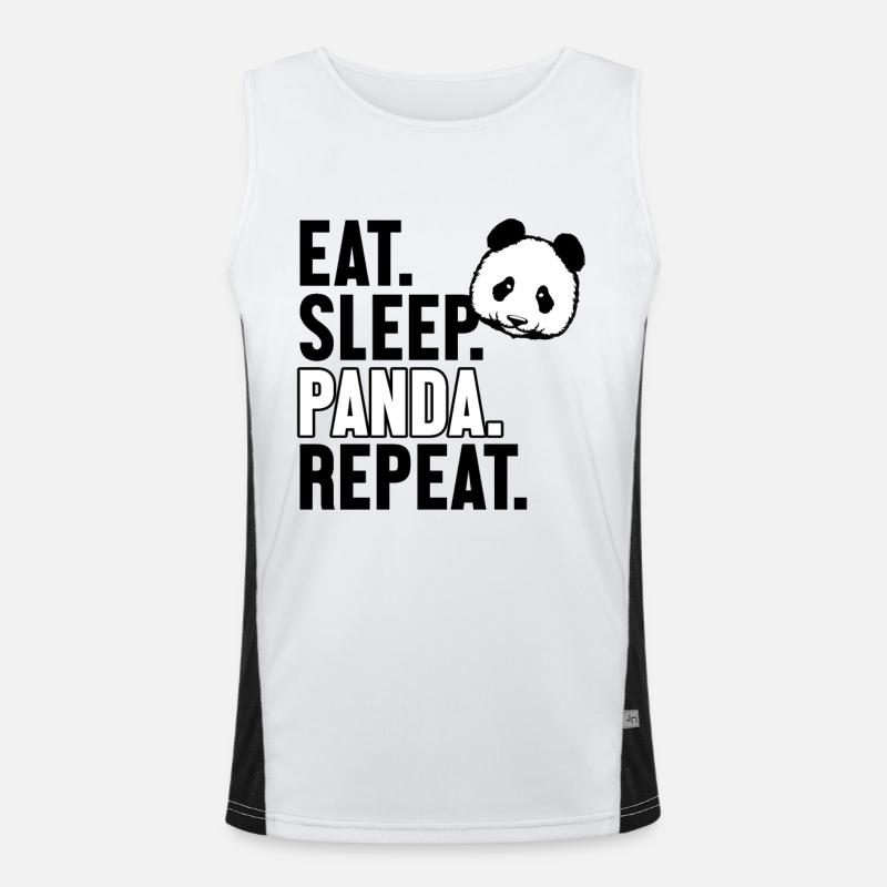 Manger Dormir Panda Répéter Panda Ours Ami Géant Débardeur respirant contrasté Homme 