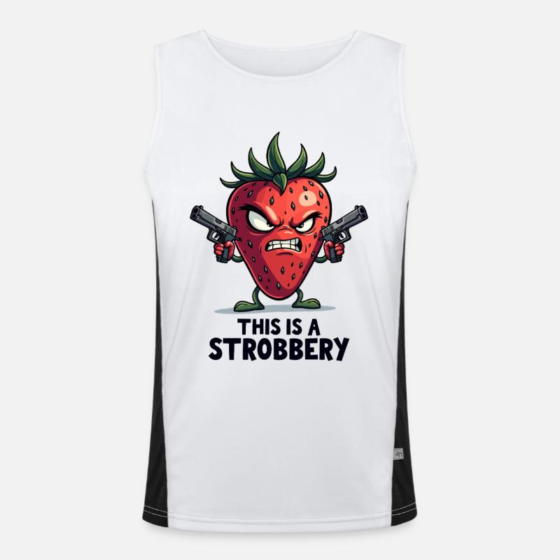 This Is A Strobbery – Lustige Erdbeer Gangster Funktionelles Kontrast-Tank Top für Männer 