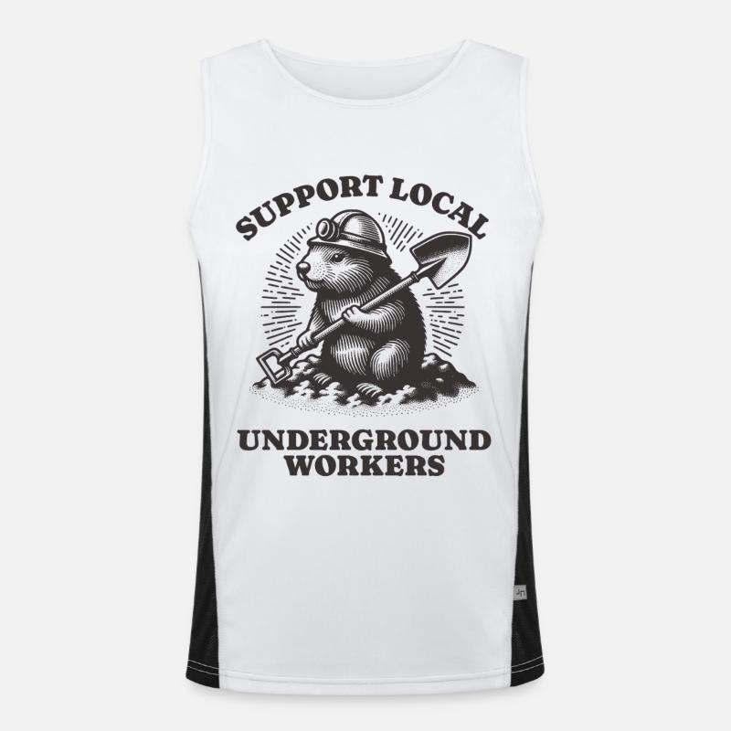 Support Local Underground Workers Lustiges Mole Men's Functional Contrast Tank Top 