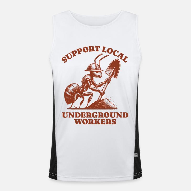 Support Local Underground Workers Lustiges Ant Men's Functional Contrast Tank Top 