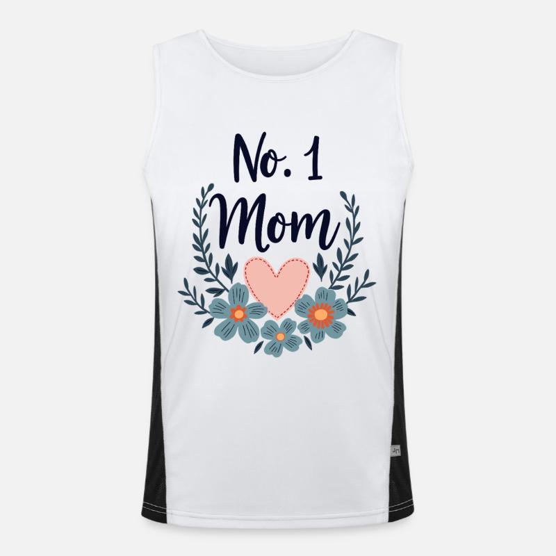 Beste Mama No 1 Mom – Herz & Blumen Geschenkidee Funktionelles Kontrast-Tank Top für Männer 