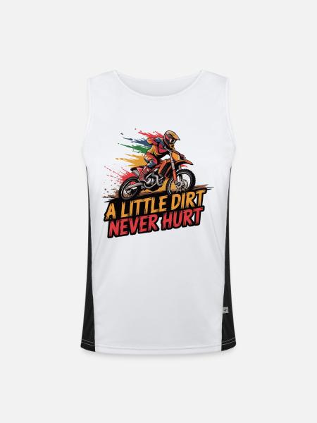 Motocross-Abenteuer beginnt Dreck gehört dazu - Funktionelles Kontrast-Tank Top für Männer  - Weiß/Schwarz - Vorne