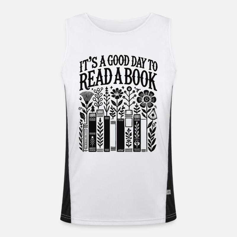 Bookworm Funny Book Saying Reading Is Therapy Men's Functional Contrast Tank Top 