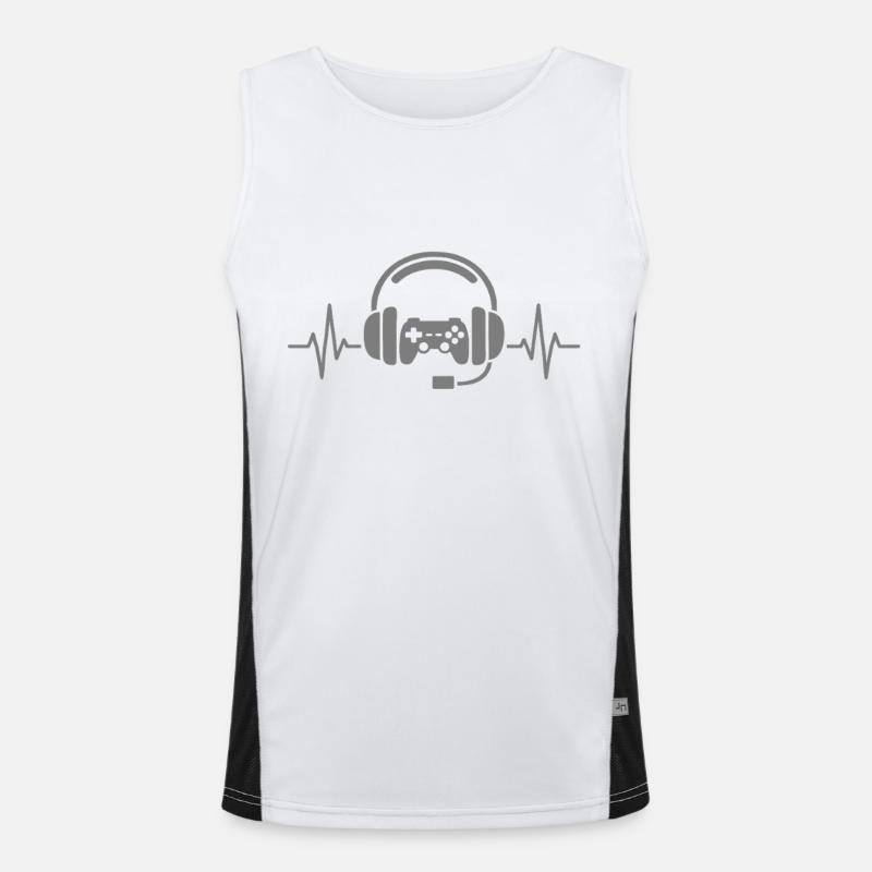 Gaming Herzschlag – Controller & Headset Funktionelles Kontrast-Tank Top für Männer 