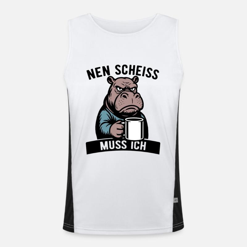 Stures Nilpferd - Nen Scheiß muss ich - Kaffee Funktionelles Kontrast-Tank Top für Männer 