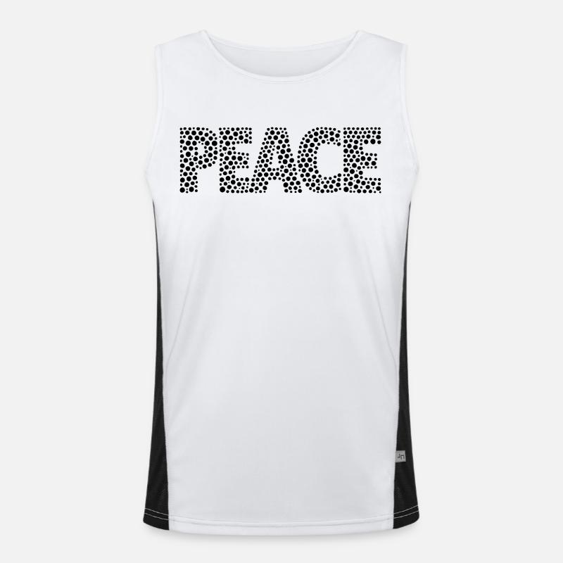 PEACE with points - Men's Functional Contrast Tank Top  - white/black