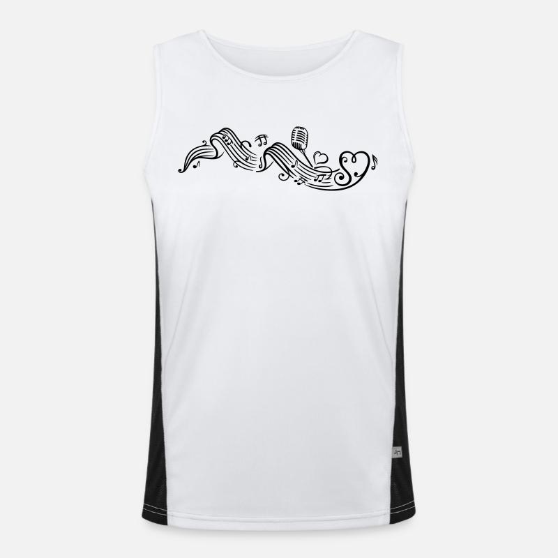 Notenblatt mit microphon, music, notes, clef Funktionelles Kontrast-Tank Top für Männer 