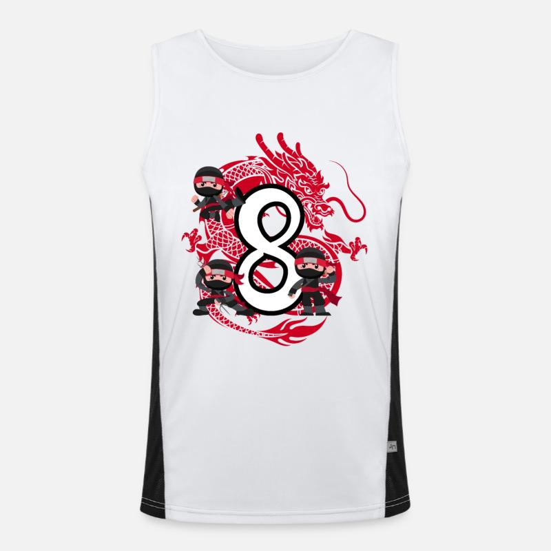 8. Geburtstag Junge 8 Jahre Ninja Drache Kostüm Funktionelles Kontrast-Tank Top für Männer 