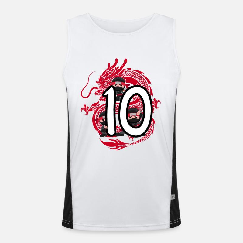 10. Geburtstag Junge 10 Jahre Ninja Drache Kostüm Funktionelles Kontrast-Tank Top für Männer 