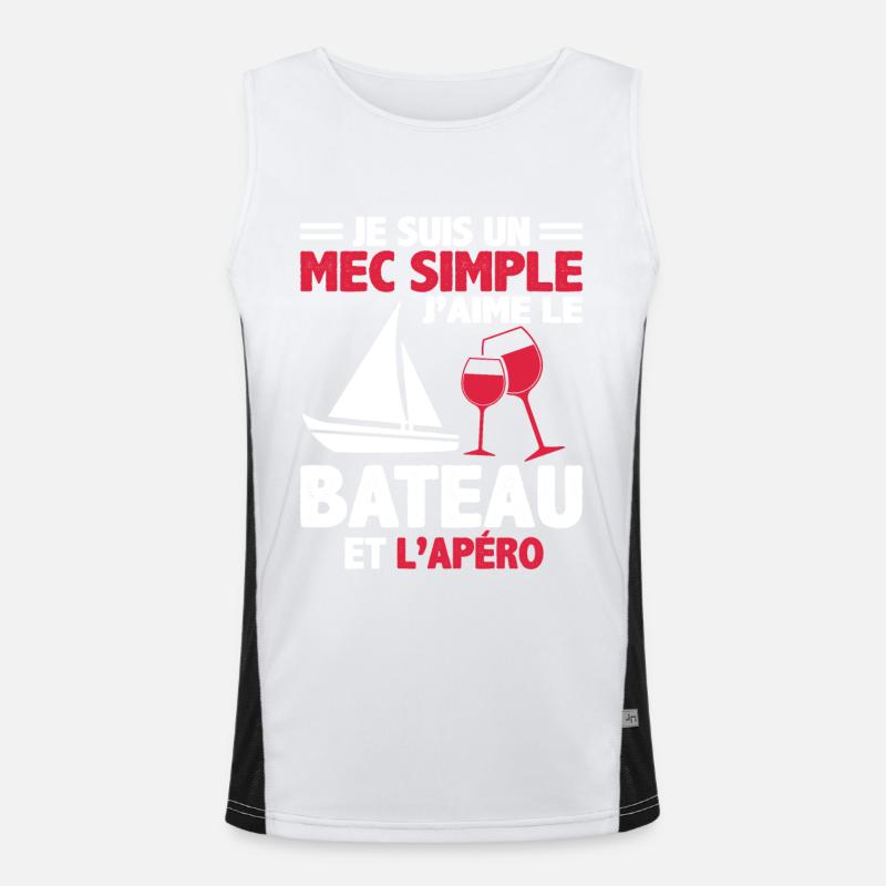 Je Suis Un Mec Simple J'aime Le Bateau Et L'apéro Débardeur respirant contrasté Homme 