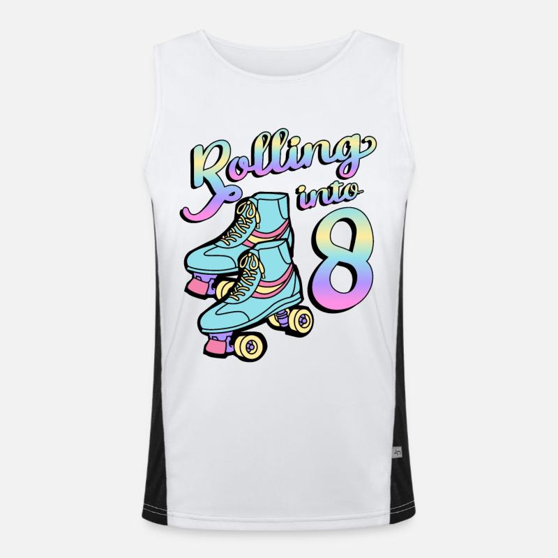 Rolling Into 8 Roller Skaters Skates 8. Jahrestag Funktionelles Kontrast-Tank Top für Männer 