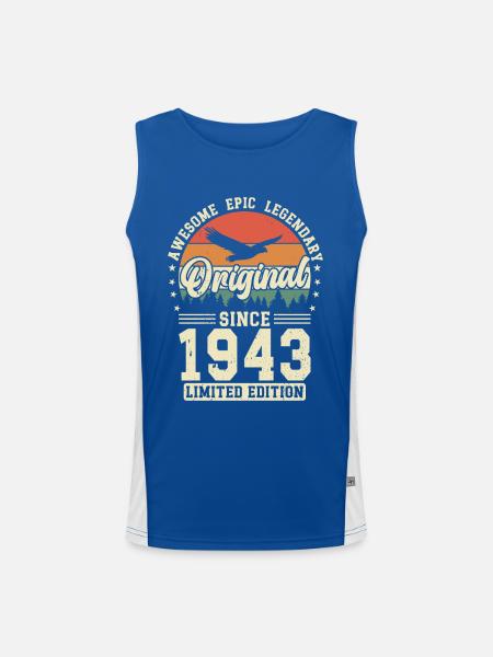 1943: Zeitlos Legendär - Funktionelles Kontrast-Tank Top für Männer  - Royal/Weiß - Vorne
