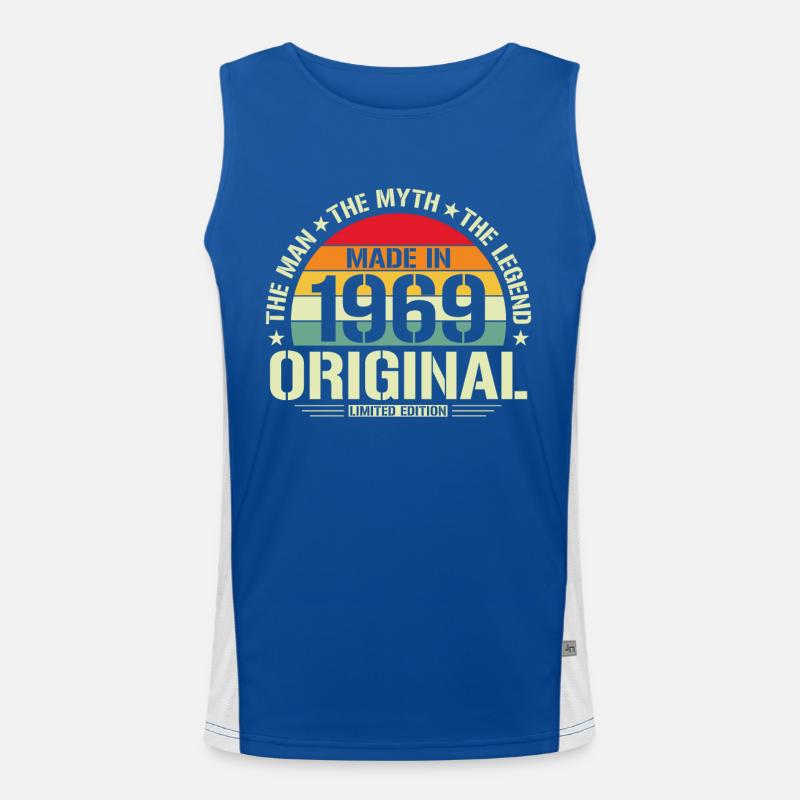 Vintage 1969 Geburtstag Funktionelles Kontrast-Tank Top für Männer 