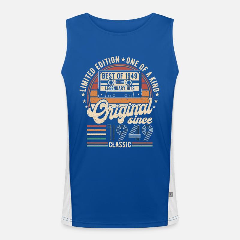 Vintage 1949 Geburtstag Funktionelles Kontrast-Tank Top für Männer 