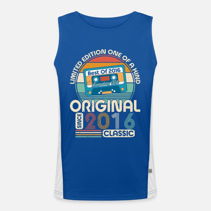 Vintage Geburtstag 2016 Funktionelles Kontrast-Tank Top für Männer 