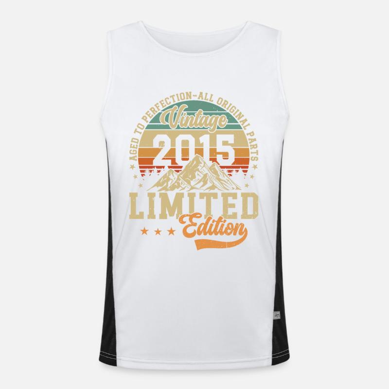 Retro Birthday Joy 2015 - Men's Functional Contrast Tank Top - white/black