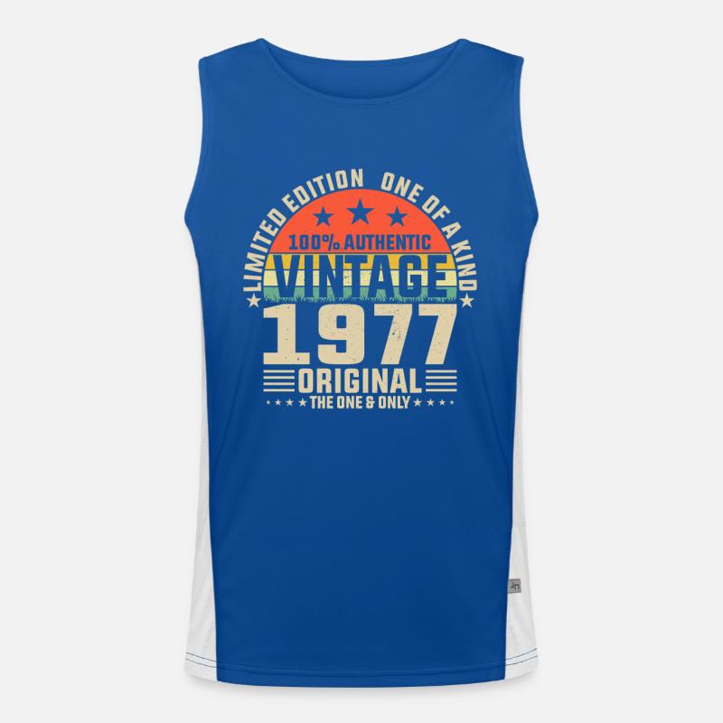 Creative 1977 Birthday Year Retro Design Men's Functional Contrast Tank Top 