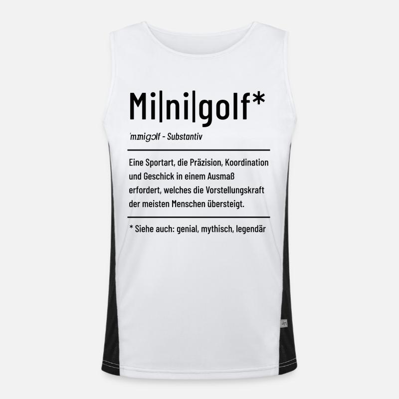 Minigolf Definition - Miniatur Golf - Bahnengolf Funktionelles Kontrast-Tank Top für Männer 