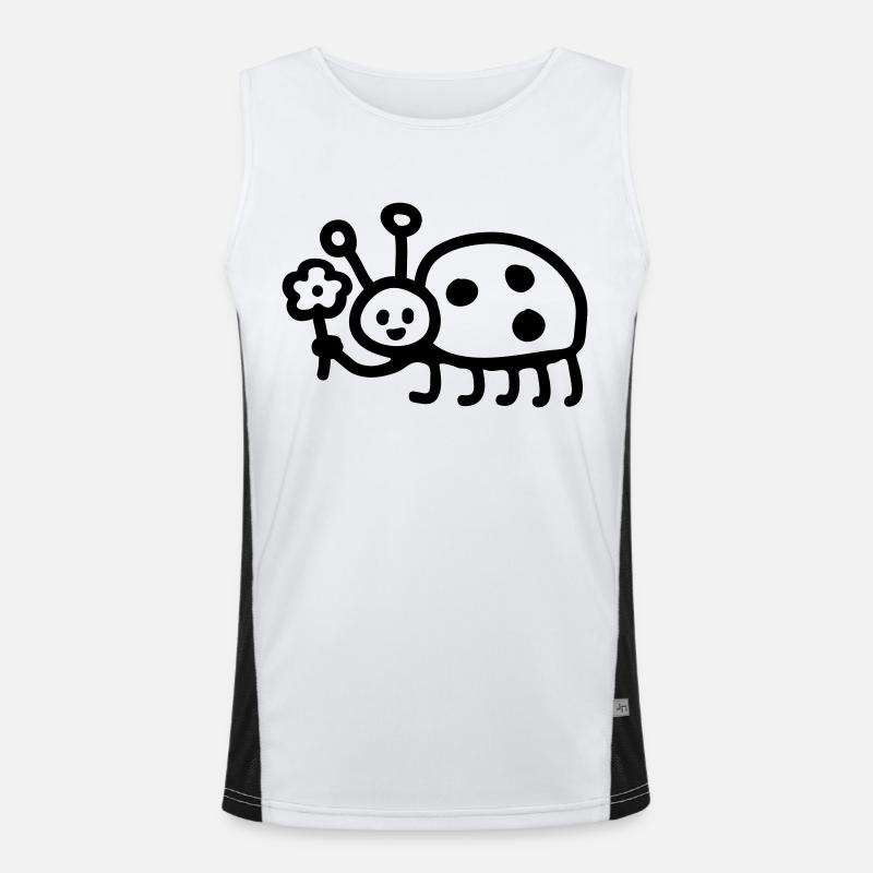 Ladybug - Flower - Line - Men's Functional Contrast Tank Top  - white/black