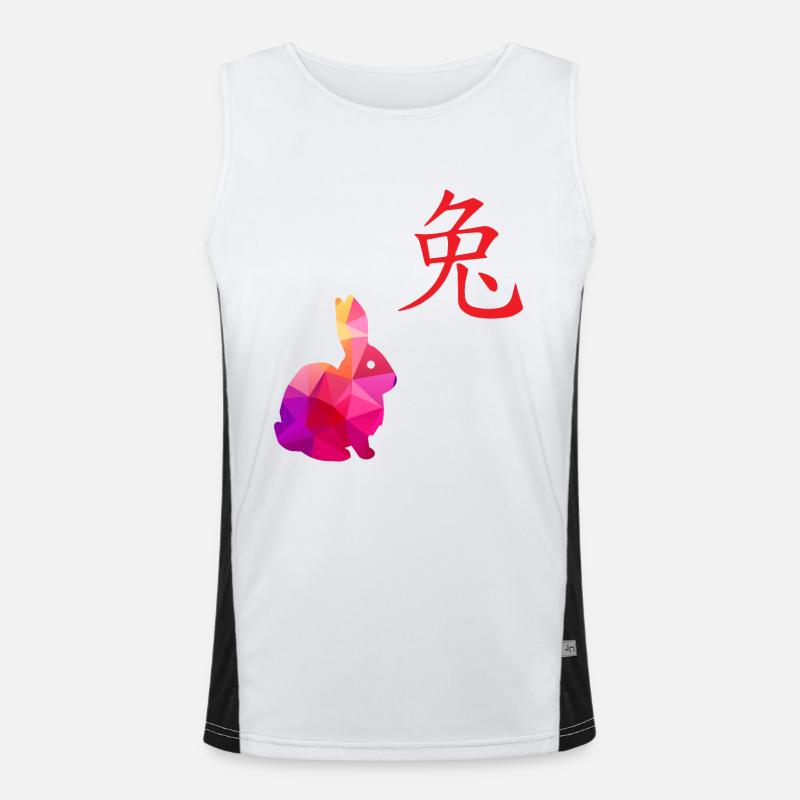 Chinesisches Sternzeichen Hase - Geschenkidee Funktionelles Kontrast-Tank Top für Männer 