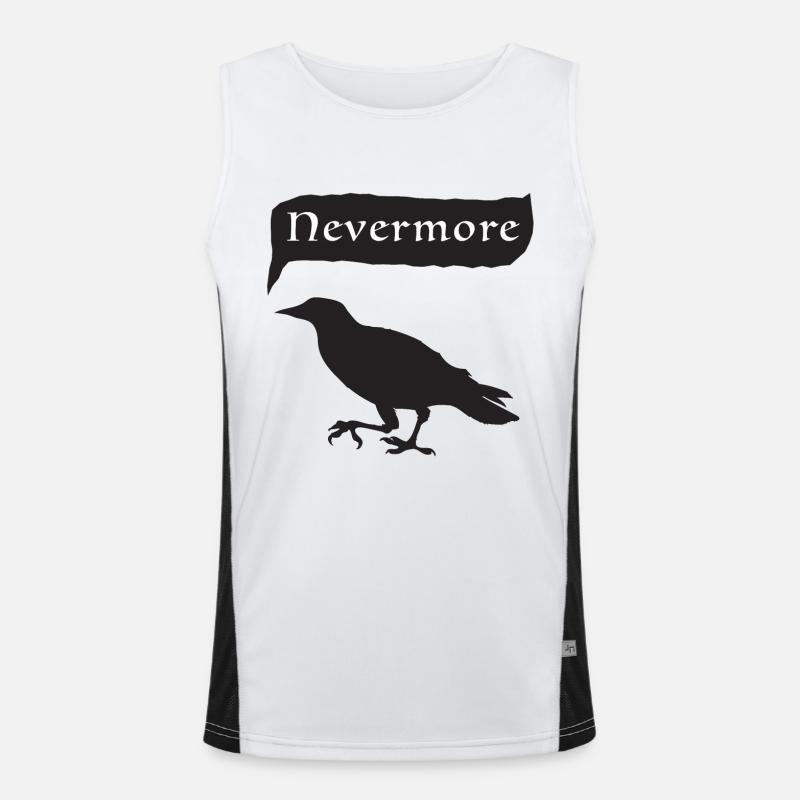 Black raven bird saying nevermore Men's Functional Contrast Tank Top 