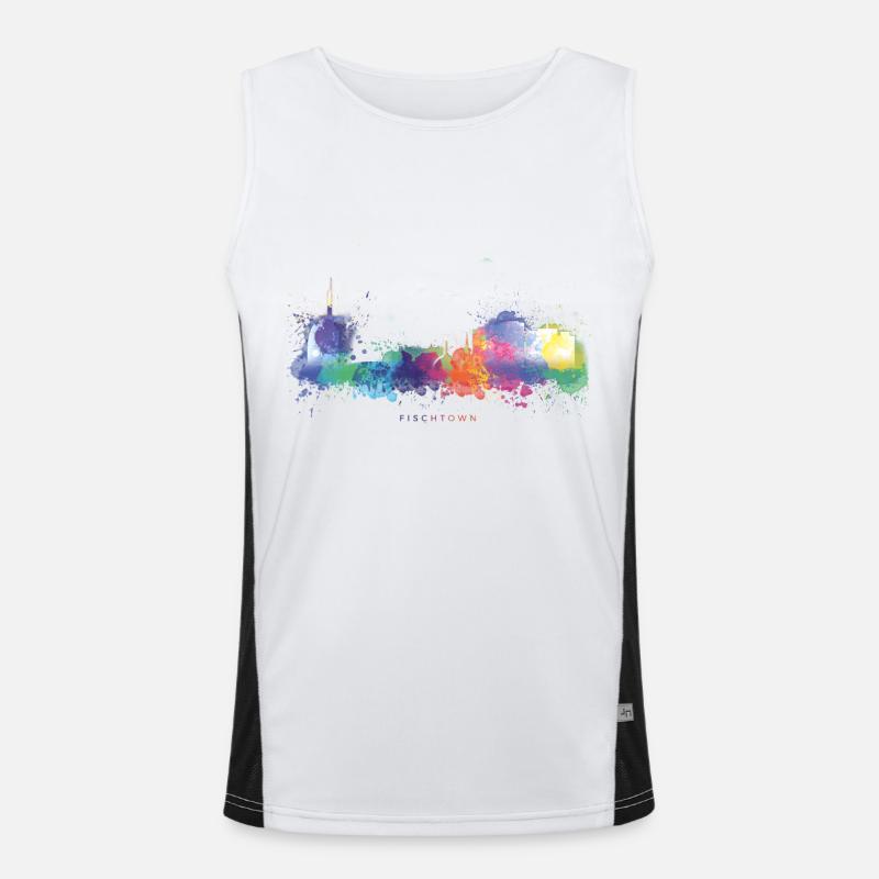 Fischtown Bremerhaven Skyline Sprayed - Men's Functional Contrast Tank Top - white/black