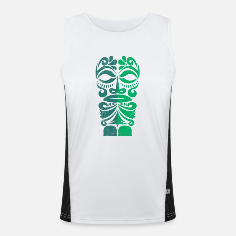 Marquesas Tiki Polynesian Tribal Tattoo Geschenk Funktionelles Kontrast-Tank Top für Männer 