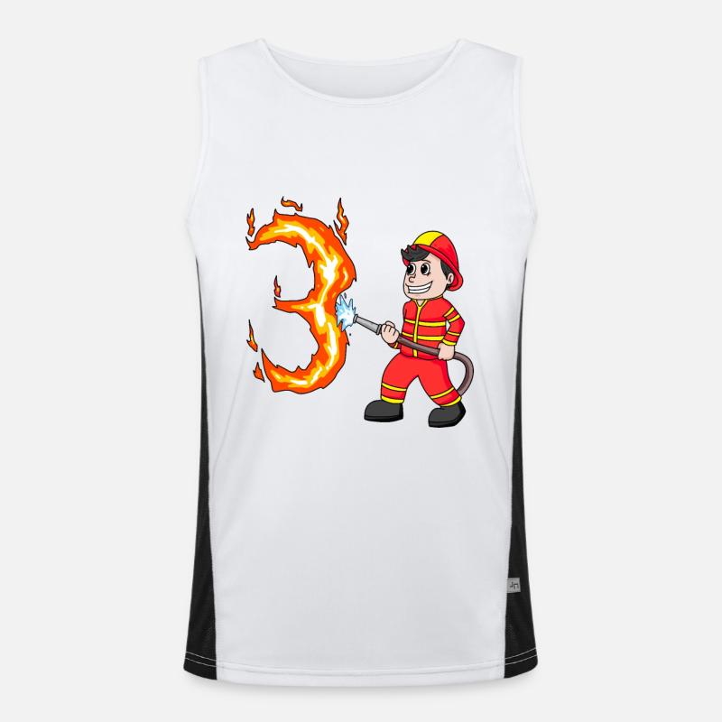 3rd birthday 3 year fire department gift Men's Functional Contrast Tank Top 