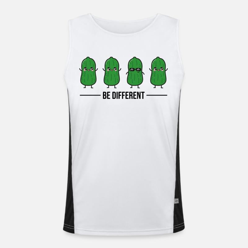 Be Different Saure Gurke Grillsaison Grillen Funktionelles Kontrast-Tank Top für Männer 