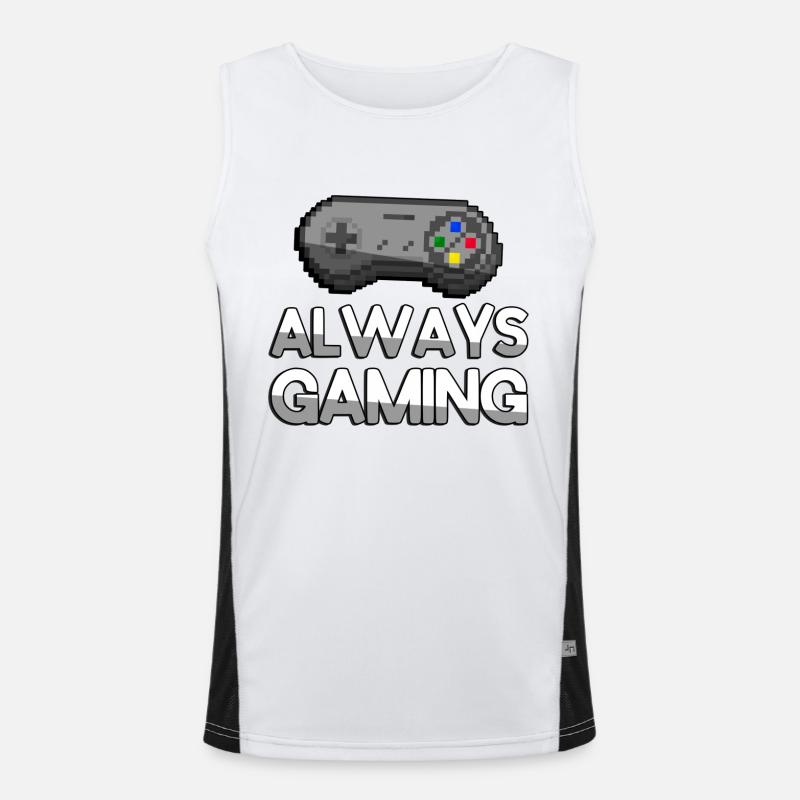 ALWAYS GAMING + SNES Controller - Gaming Funktionelles Kontrast-Tank Top für Männer 