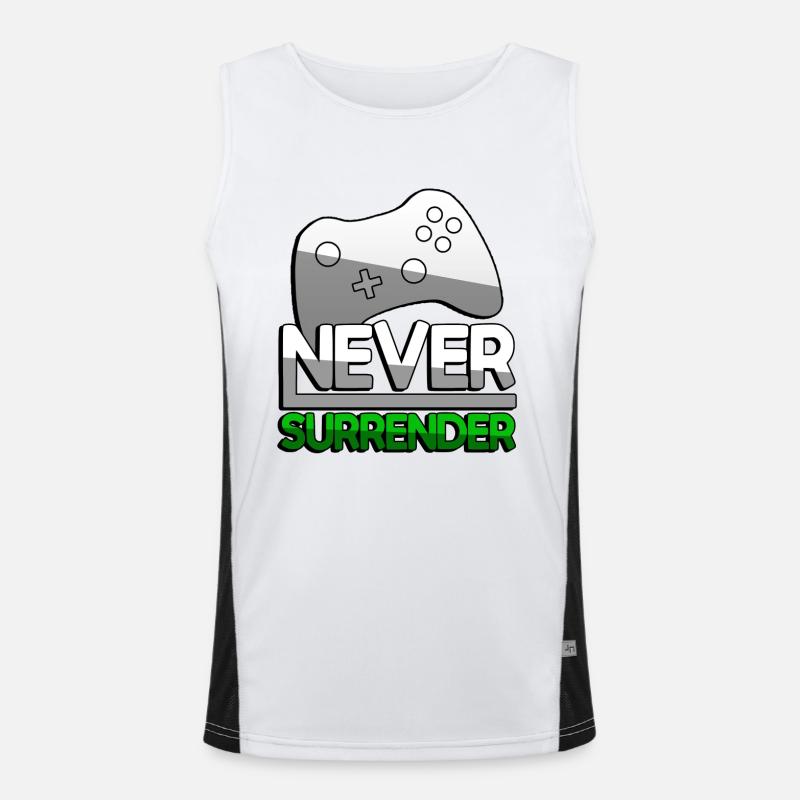 NEVER SURRENDER (Grün) + Controller - Gaming Funktionelles Kontrast-Tank Top für Männer 