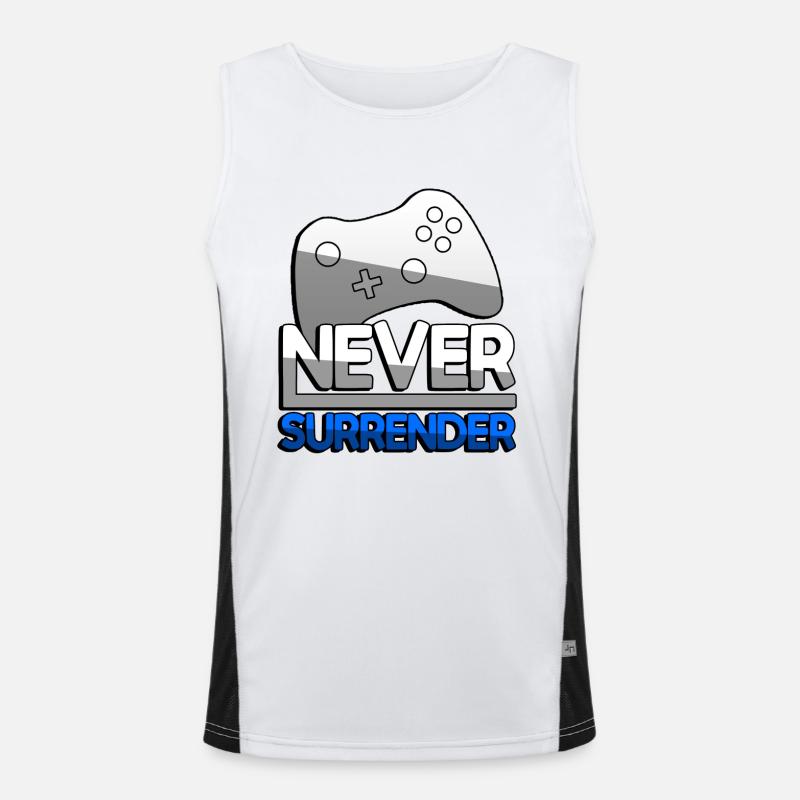 NEVER SURRENDER (Blau) + Controller - Gaming Funktionelles Kontrast-Tank Top für Männer 