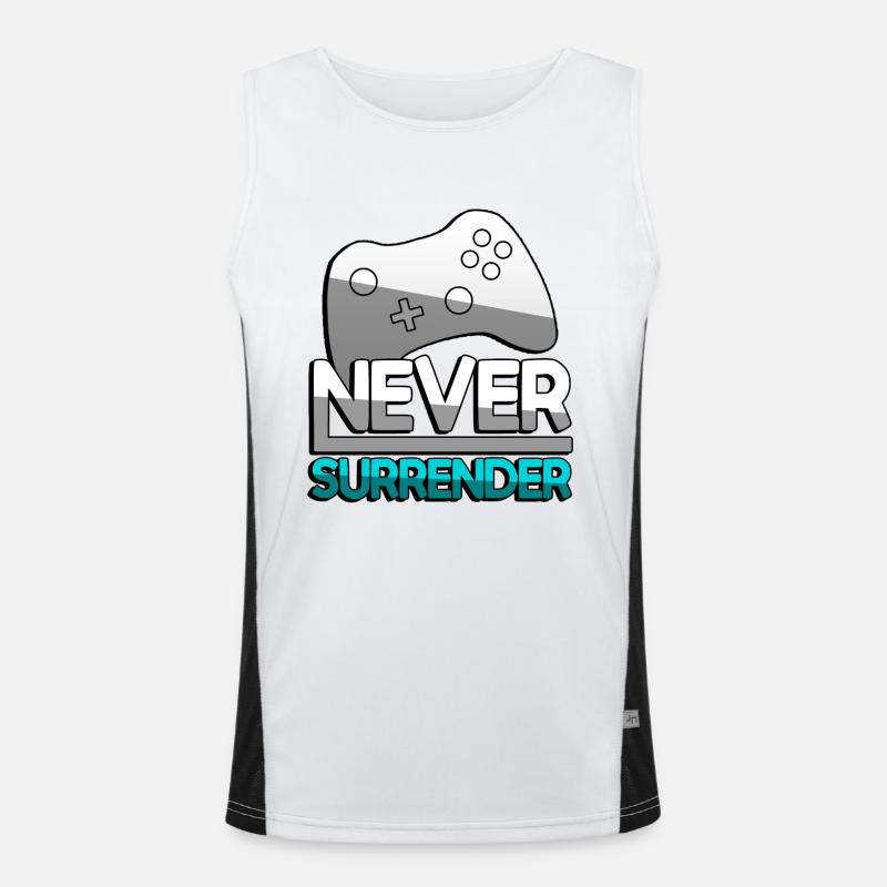 NEVER SURRENDER (Türkis) + Controller - Gaming Funktionelles Kontrast-Tank Top für Männer 