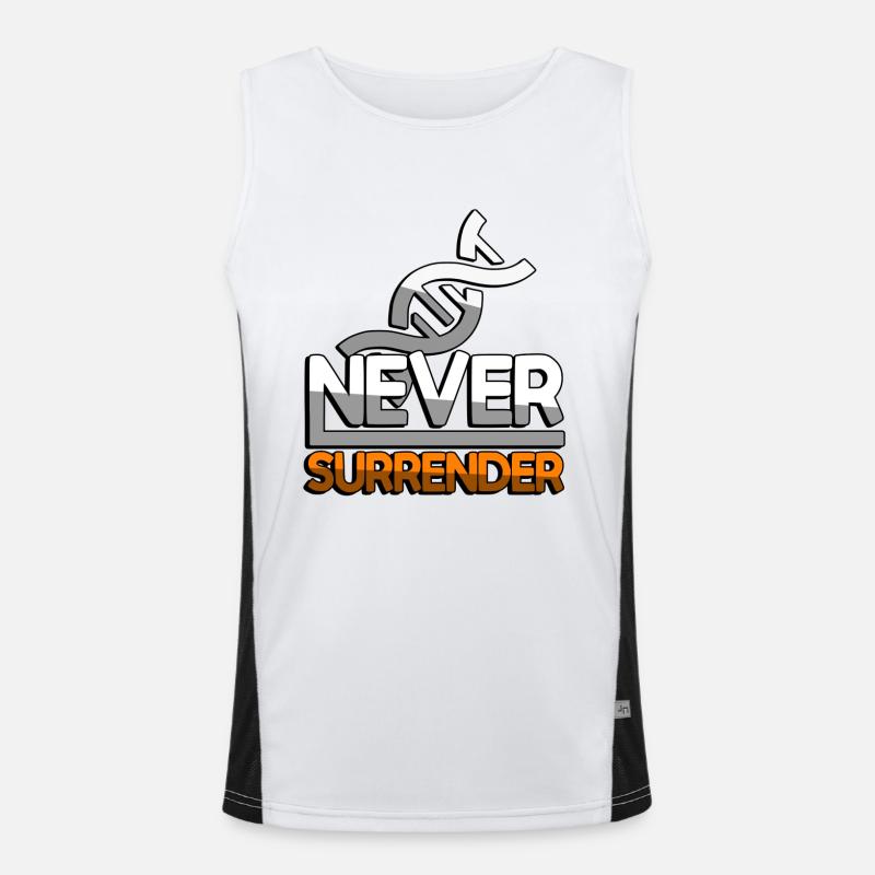 NEVER SURRENDER (Orange) + DNA - Gaming Funktionelles Kontrast-Tank Top für Männer 