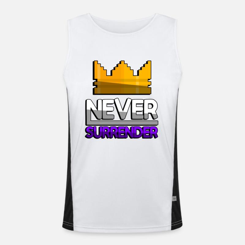 NEVER SURRENDER (Lila) + King Crown - Gaming Funktionelles Kontrast-Tank Top für Männer 