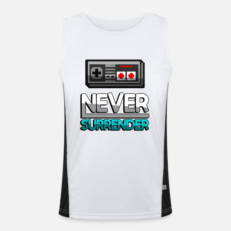 NEVER SURRENDER (Turquoise) + NES Controller - Gaming Men's Functional Contrast Tank Top 