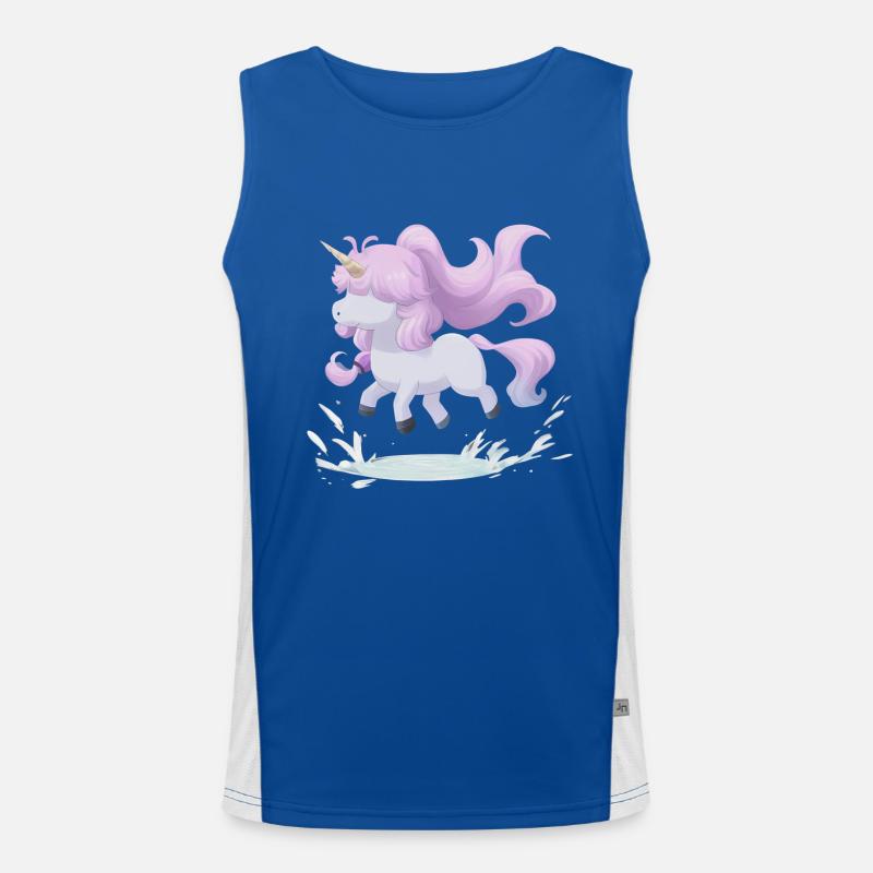 Wasserspaß mit Einhorn: Der Sprung ins Vergnügen Funktionelles Kontrast-Tank Top für Männer 