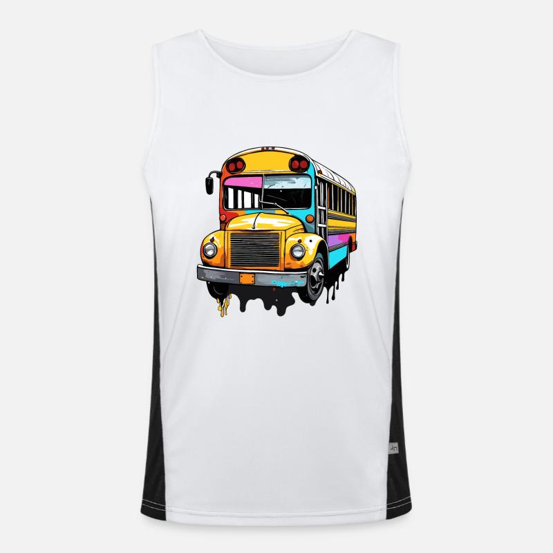 Bus / School Bus / Yellow / Comic / Old School Men's Functional Contrast Tank Top 