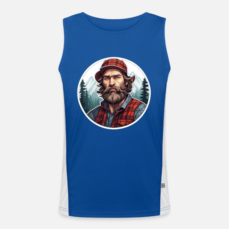 Lumberjack / Man / Beard / Forest / Shirt / Tree Men's Functional Contrast Tank Top 