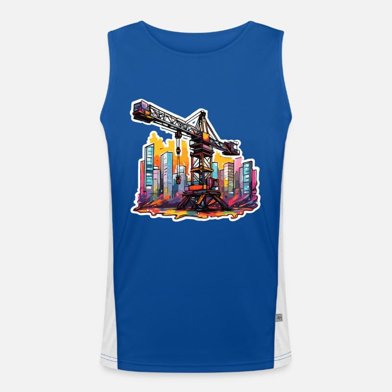 Crane / construction site / winch / crane system Men's Functional Contrast Tank Top 