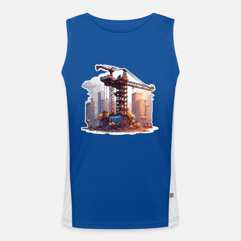 Crane / construction site / winch / crane system Men's Functional Contrast Tank Top 