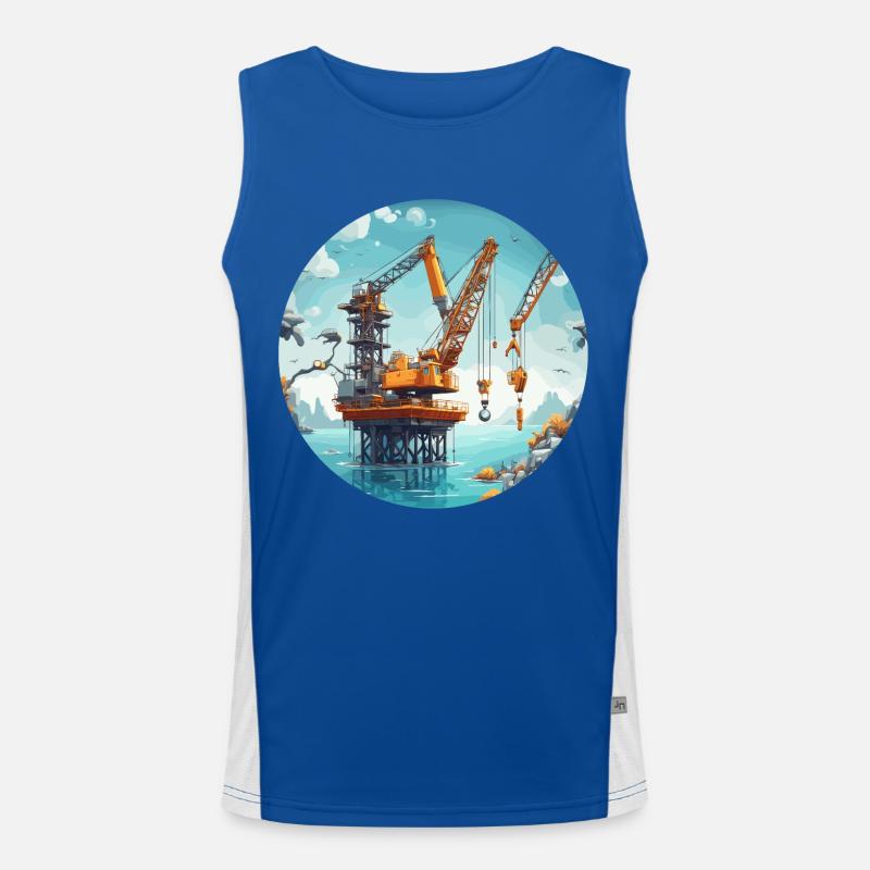 Crane / construction site / winch / crane system Men's Functional Contrast Tank Top 