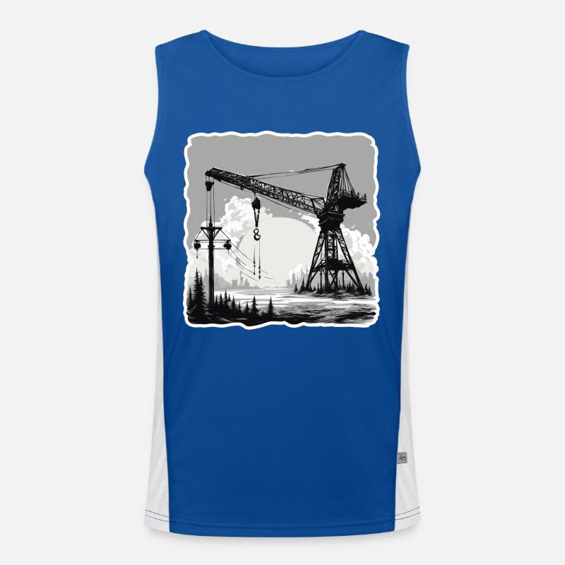 Crane / construction site / winch / crane system Men's Functional Contrast Tank Top 