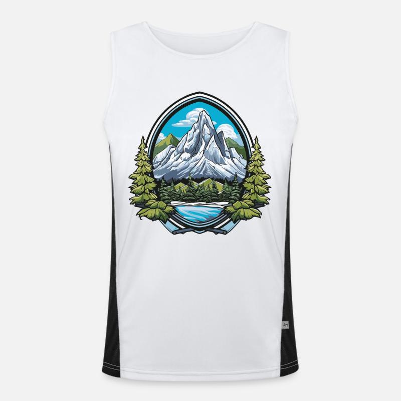 Berge Symbol Wappen Funktionelles Kontrast-Tank Top für Männer 