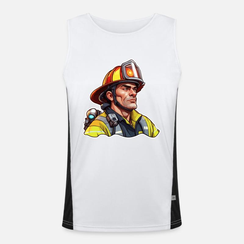 Firefighter / Fire / Fire / Extinguish / Hero - Men's Functional Contrast Tank Top - white/black